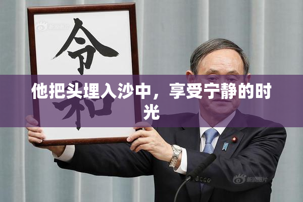 他把头埋入沙中，享受宁静的时光