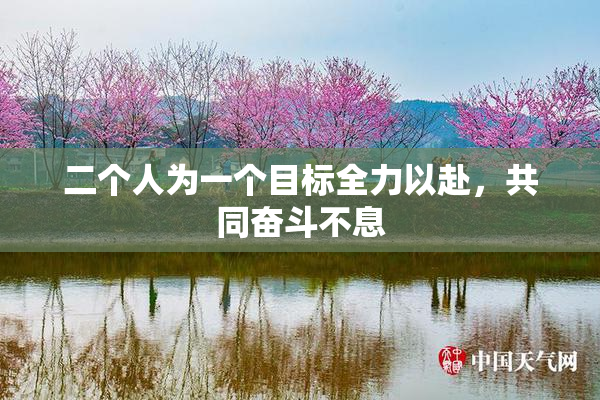 二个人为一个目标全力以赴，共同奋斗不息