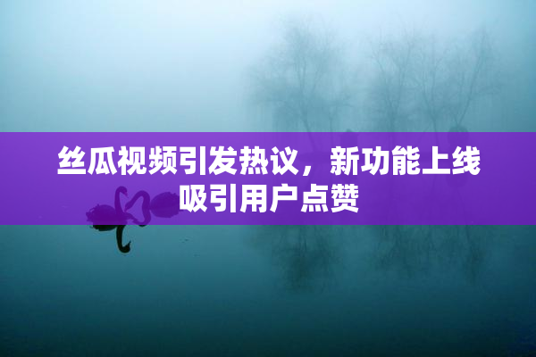 丝瓜视频引发热议，新功能上线吸引用户点赞