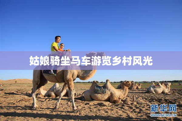 姑娘骑坐马车游览乡村风光