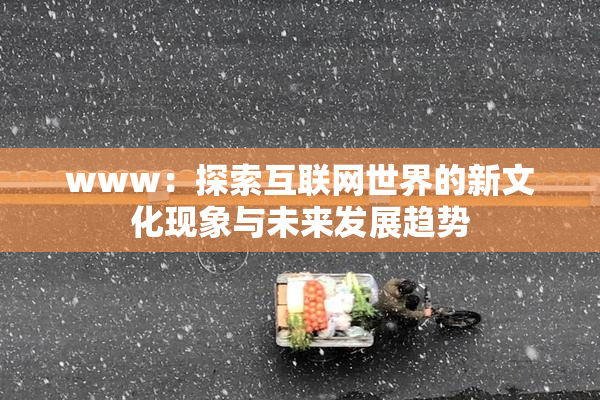 www：探索互联网世界的新文化现象与未来发展趋势