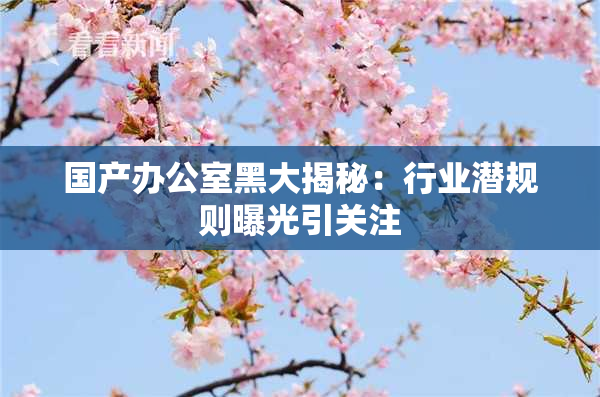 国产办公室黑大揭秘：行业潜规则曝光引关注
