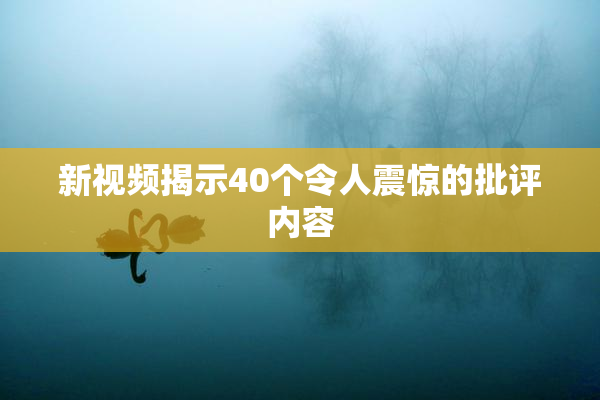 新视频揭示40个令人震惊的批评内容