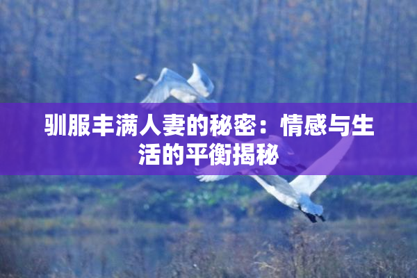 驯服丰满人妻的秘密：情感与生活的平衡揭秘
